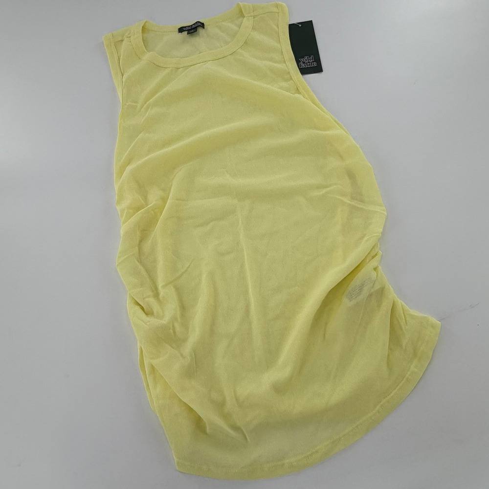 Wild Fable Tank Top Ruched Side Mesh Women 1X‎ Yellow